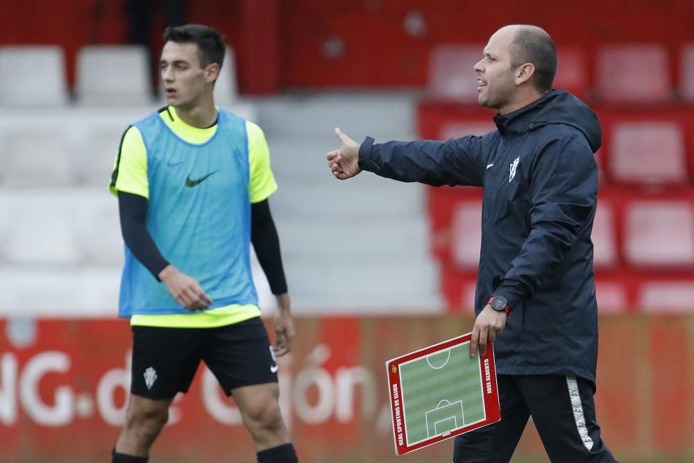 Primer entrenamiento de José Alberto como entrenador del Sporting