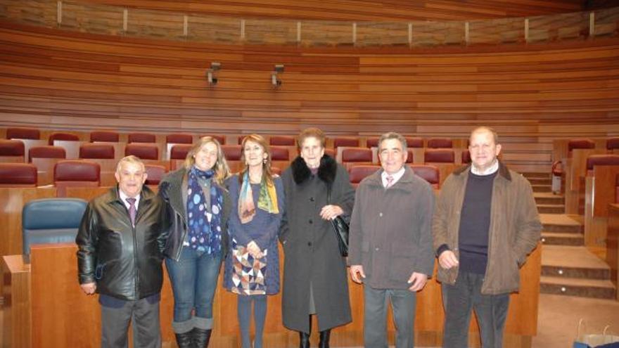 Representantes municipales y vecinos de Camarzana de Tera posan con la procuradora Isabel Alonso.