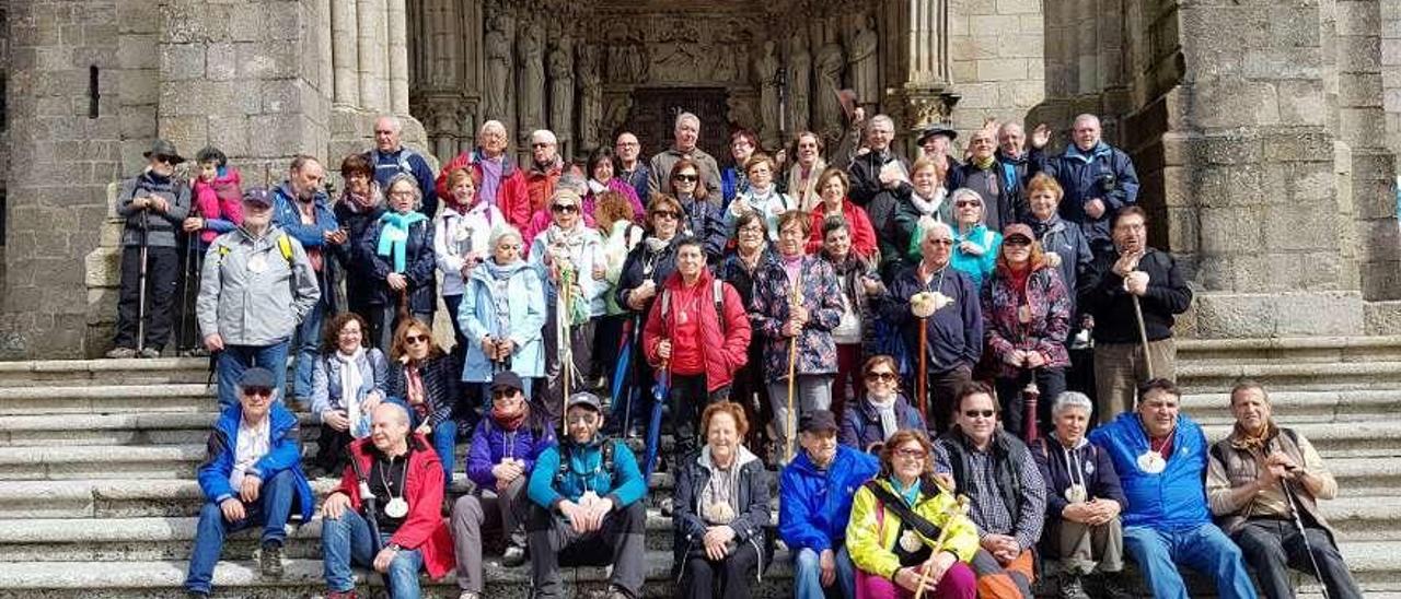Uno de los primeros grupos de peregrinos que visitaron la catedral de Tui en 2019.  // E. G.