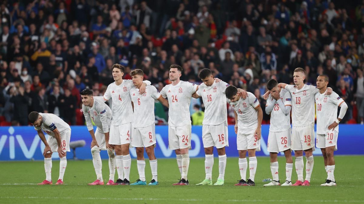 La selección, durante los penaltis