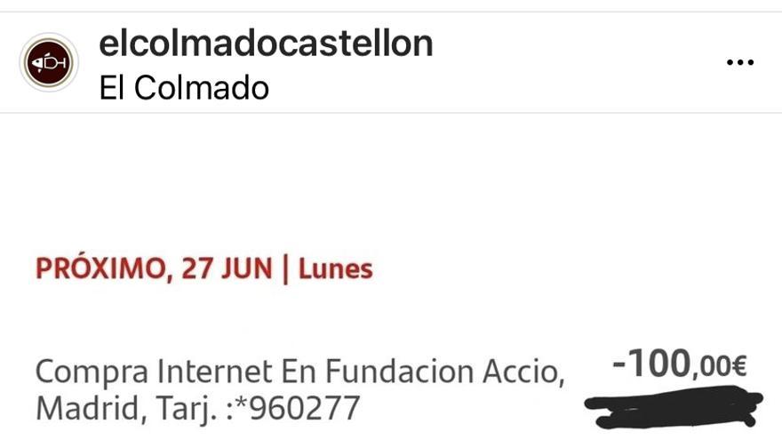 El restaurante El Colmado de Castellón ha hecho una donación por el importe de la comida que pedía un influencer gorrón.