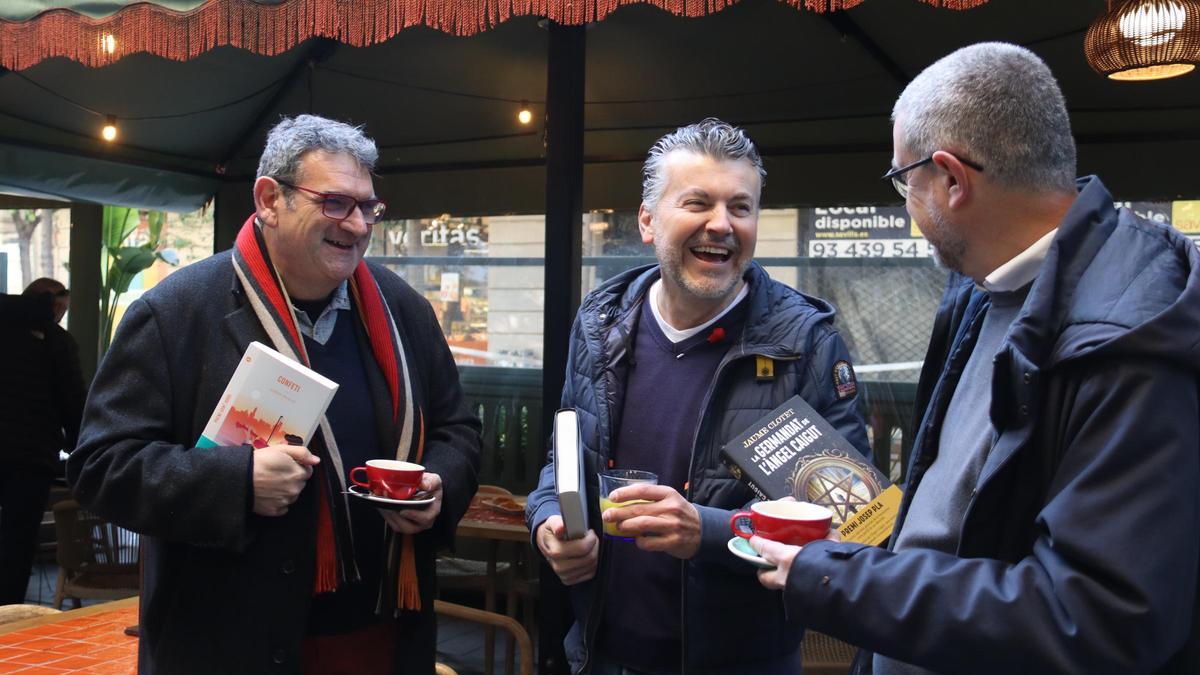 Jaume Clotet, Ramon Gener i Jordi Puntí al tradicional esmorzar de Sant Jordi del Grup 62