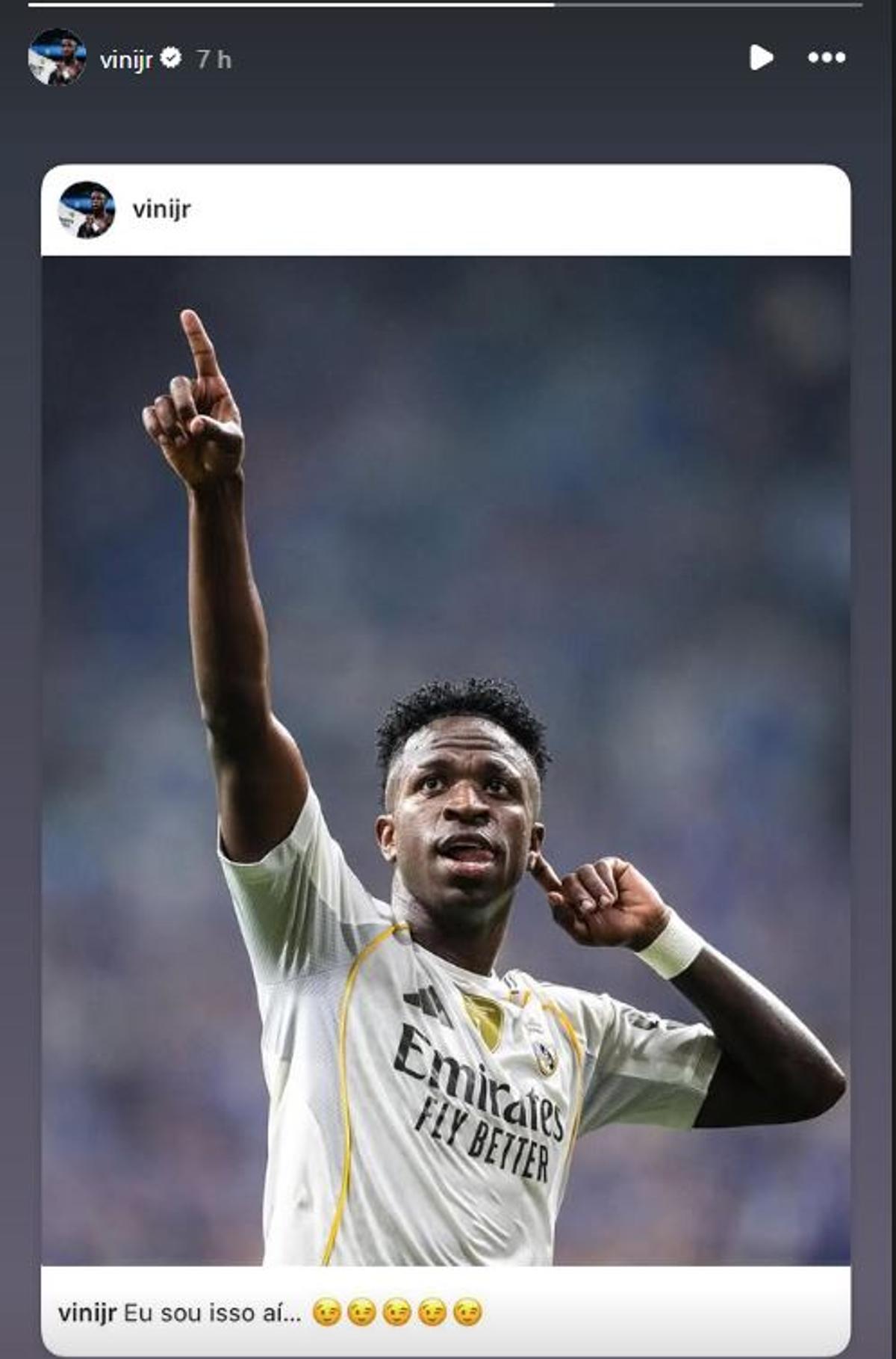 Vinicius siguió provocando en las redes sociales