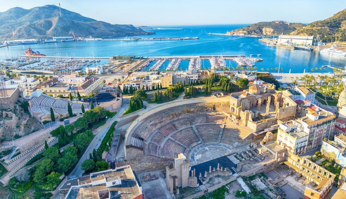 Vista aérea de Cartagena, España