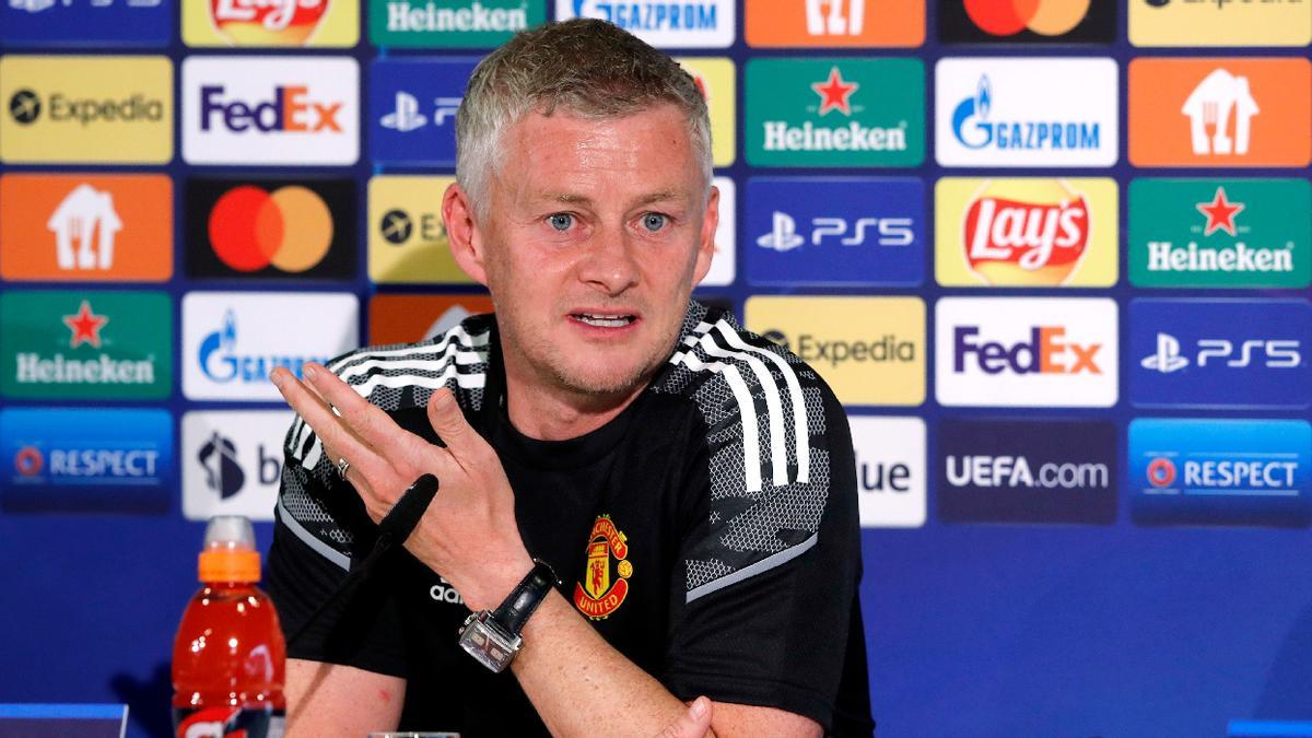 Solskjaer durante una rueda de prensa