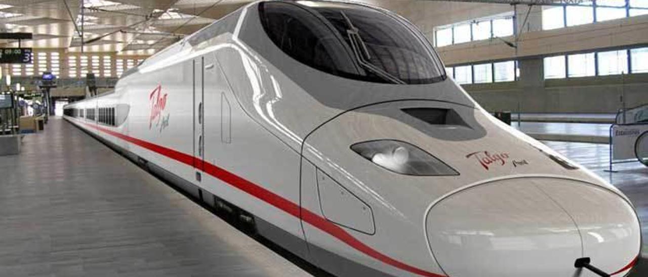 Modelo de Talgo de ancho variable como el que Renfe prevé para la alta velocidad asturiana.