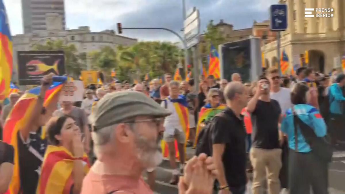 Tensión por la presencia de seguidores de Aliança Catalana en la manifestación por la Diada