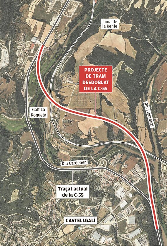 El tram de Castellgalí, tal i com s'havia previst en el projecte de desdoblament fet fa deu anys