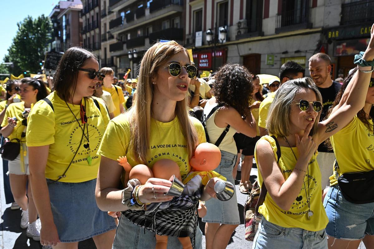 La marea amarilla de educadoras infantiles reúne a miles de personas de nueve comunidades