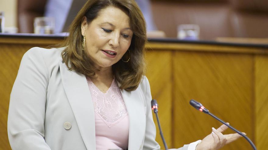 La consejera de Agricultura, Pesca, Agua y Desarrollo Rural, Carmen Crespo, comparece en el Pleno del Parlamento andaluz.