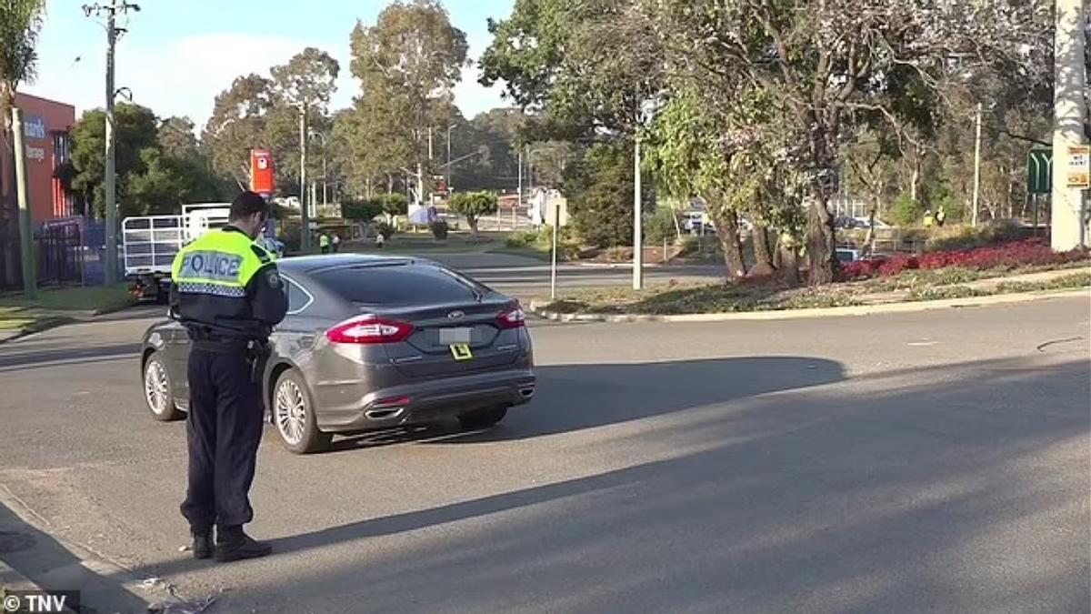 La policía coge pruebas en la escena del atropello, en la que se aprecia el vehículo que un camionero embistió antes de atropellar a la copiloto, la madre soltera Leonia Picone, en Australia.