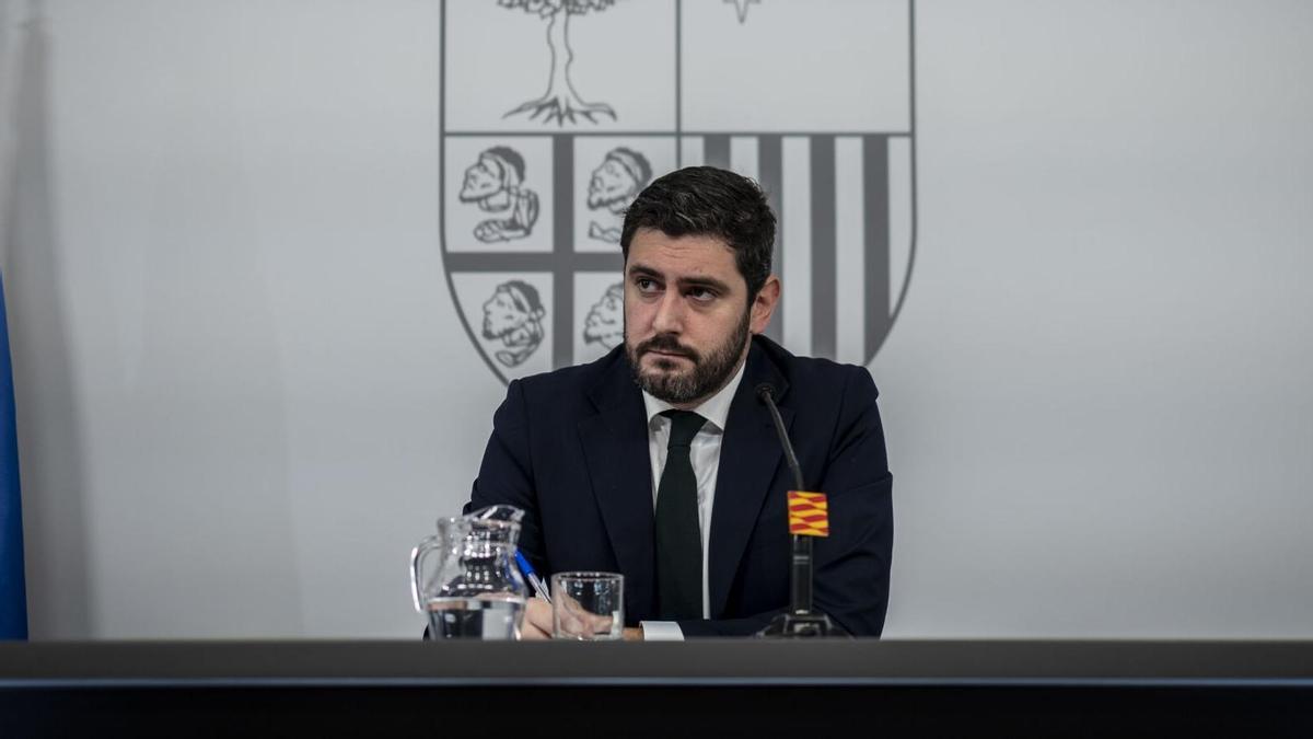 El vicepresidente del Gobierno de Aragón, Alejandro Nolasco, en una rueda de prensa, en imagen de archivo.