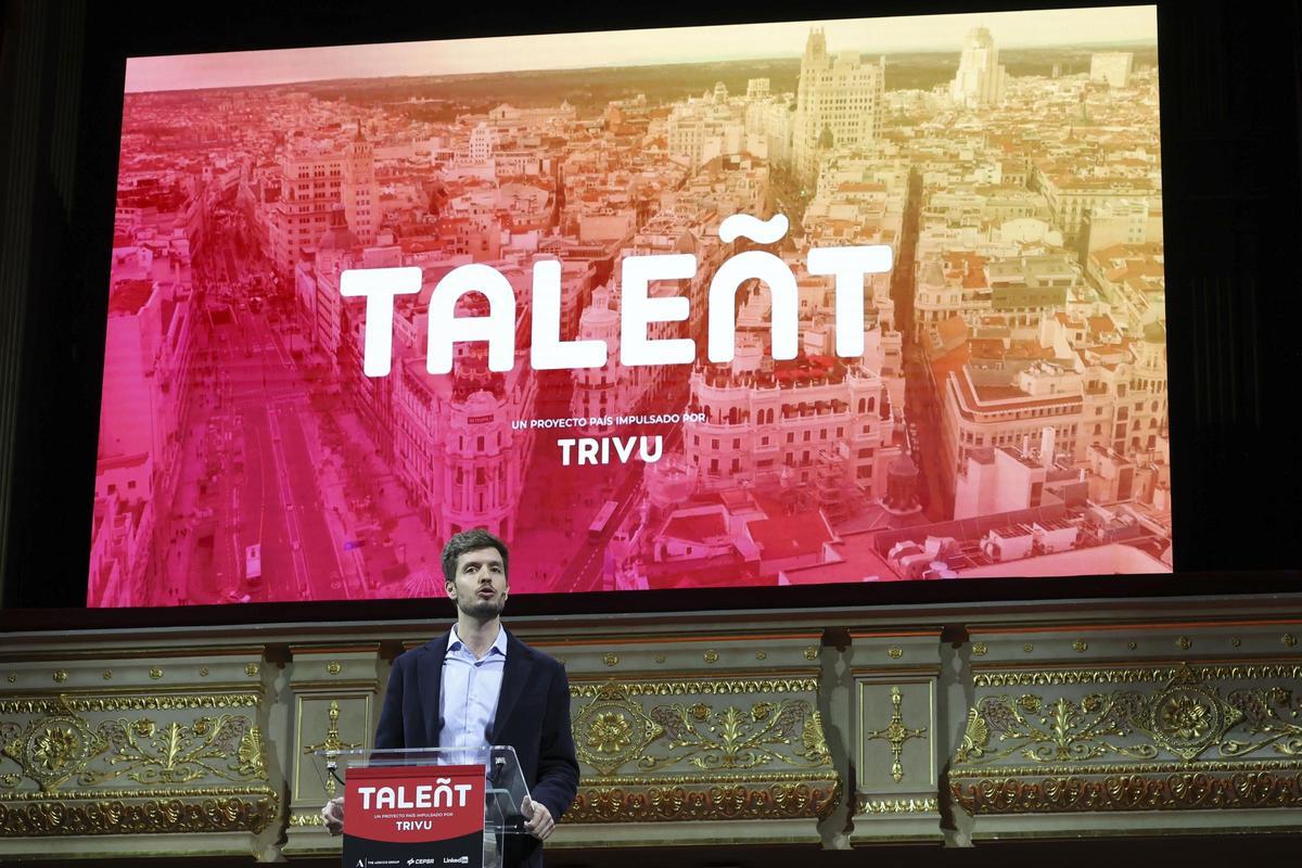 El CEO de la plataforma Trivu, Pablo González, en el foro Taleñt celebrado en Madrid.