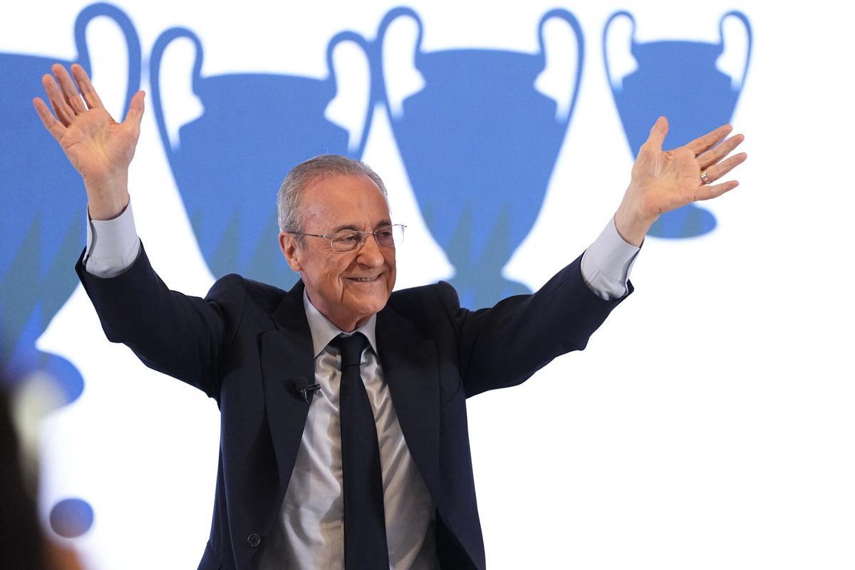 Florentino Pérez, el día que revalidó su mandato al frente del Real Madrid.