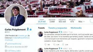 Carles Puigdemont s’ha referit des de Twitter als seus missatges a Antoni Comín difosos per Telecinco