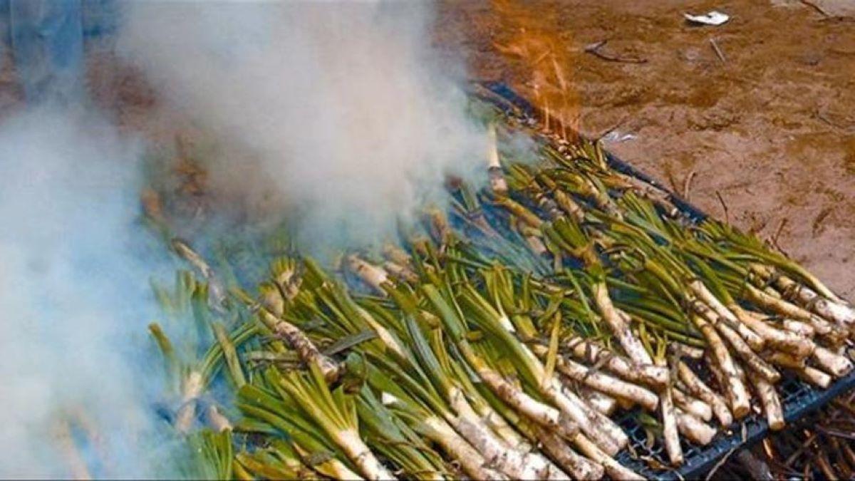 Imatge d'arxiu d'uns calçots cuits a la flama.
