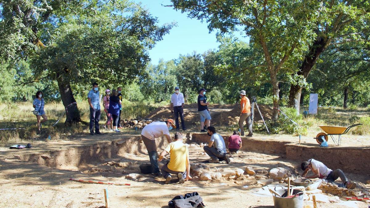 El grupo de arqueólogos trabajando en “El Castrico” de Rabanales. | Ch. S