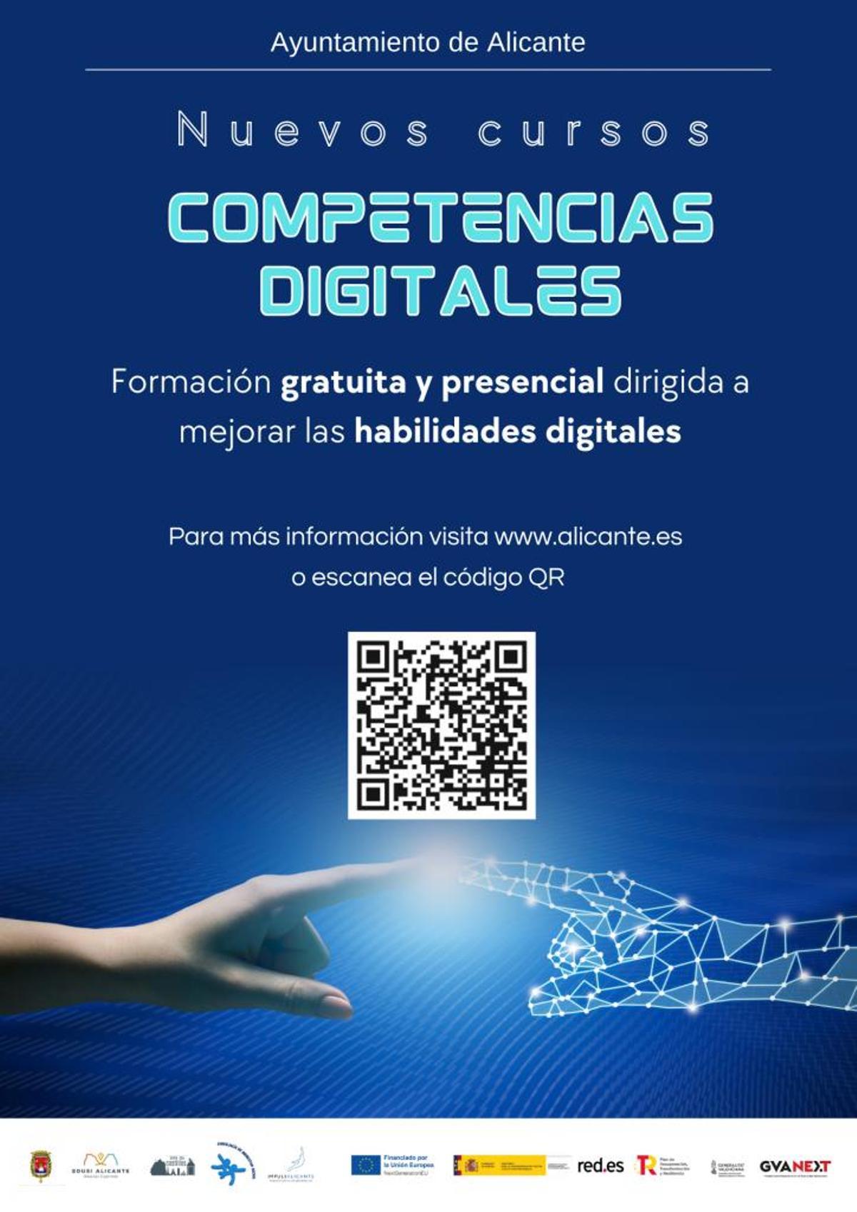 Cartel de los cursos de competencias digitales en Alicante