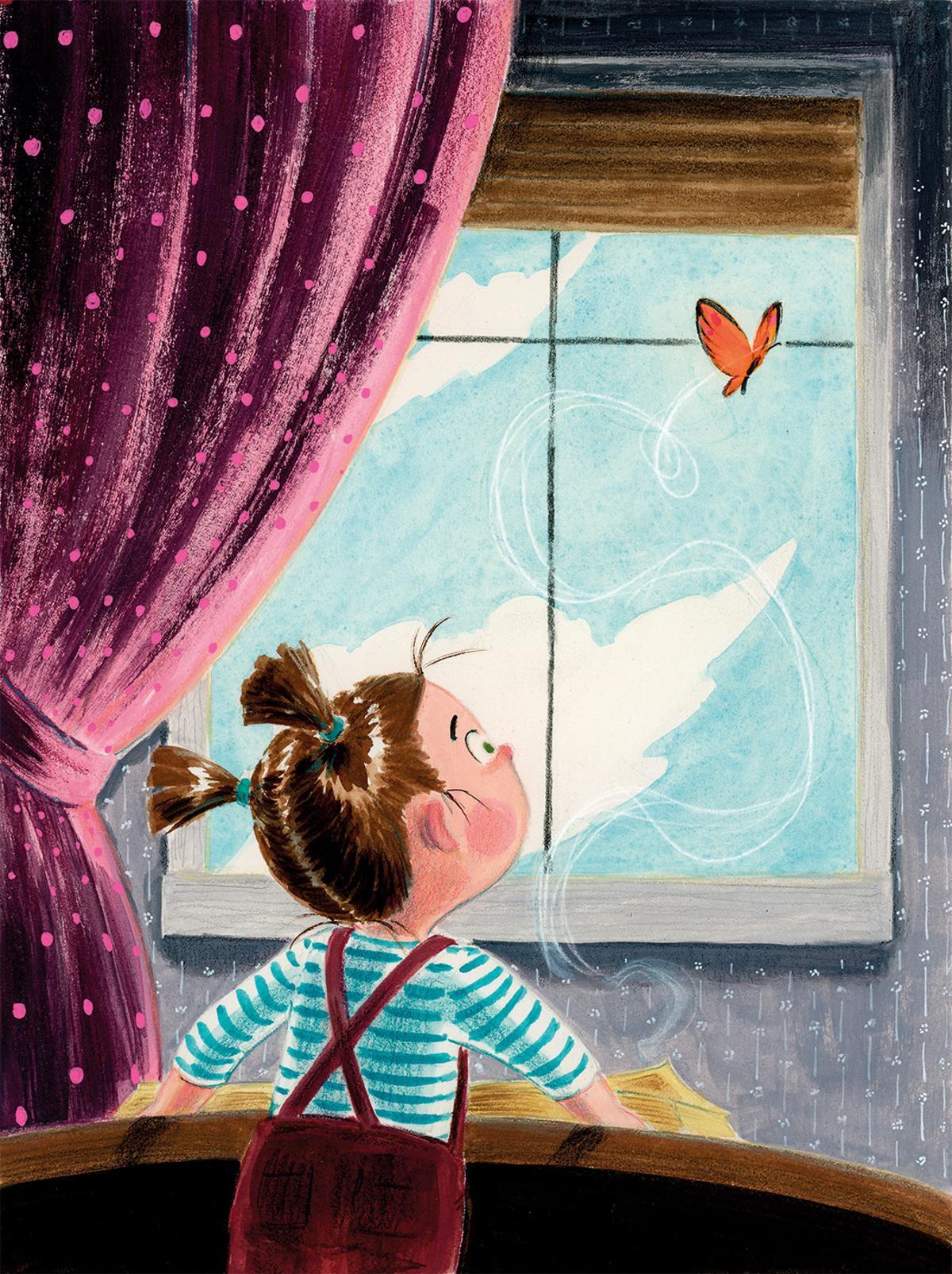Una de les il·lustracions de Sílvia Romeral pel conte Un hipopòtam blau.