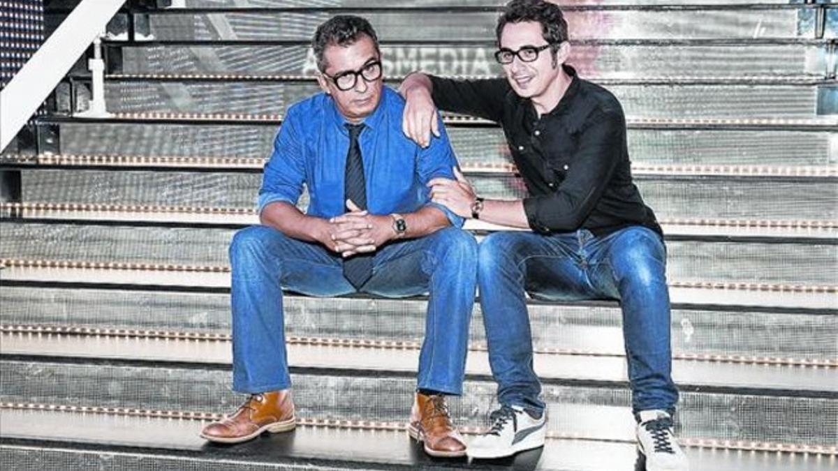 Andreu Buenafuente y Berto Romero, en la presentación de la nueva temporada de 'En el aire'.