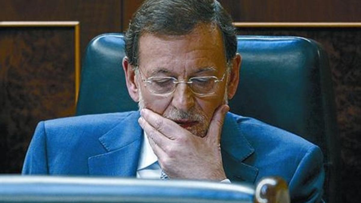 Rajoy en el Congreso, ayer.