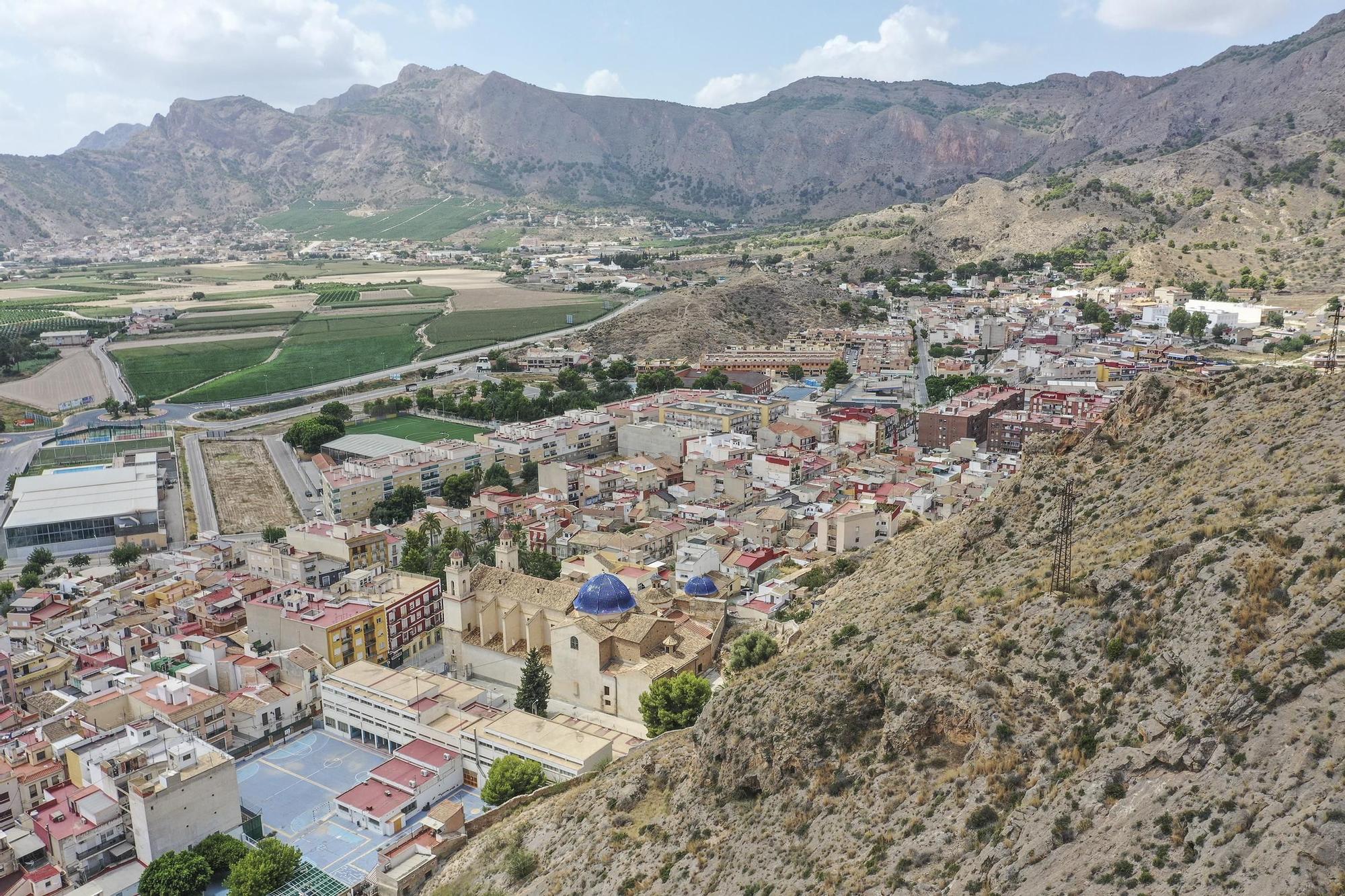 Vista aérea del casco urbano de Orihuela.