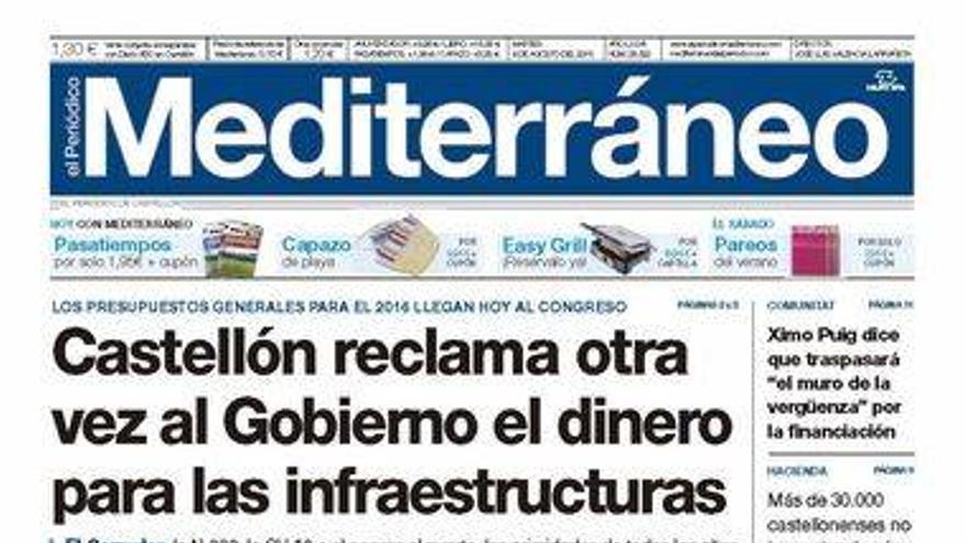 Los presupuestos del Estado para el 2016, en la portada de Mediterráneo