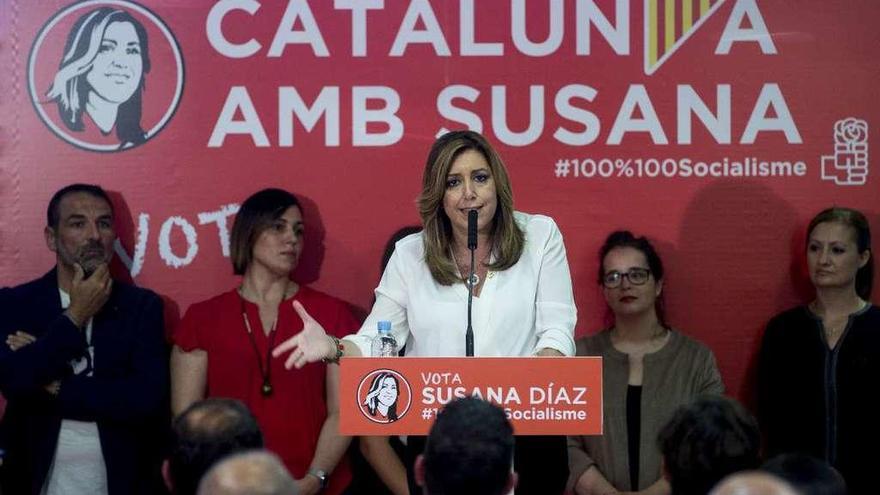 Susana Díaz, ayer, en su paso por Mataró, Barcelona. // Efe