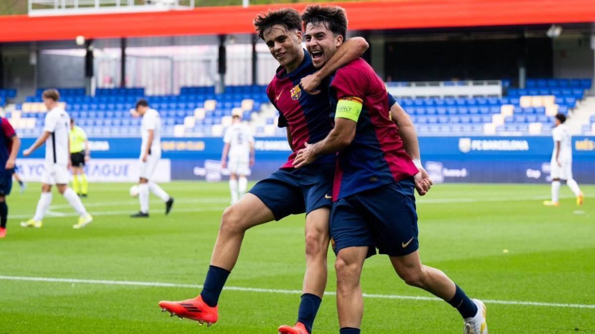 Arnau Pradas y Hugo Alba, en la Youth League