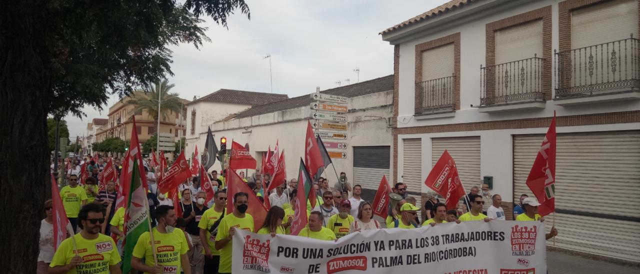 Protesta de los trabajadores de Zumos Palma.