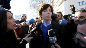 El ’pequeño Nicolás’, a la salida de los juzgados de la plaza de Castilla de Madrid, el pasado diciembre.  
