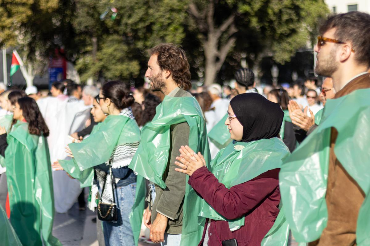 Manifestación en solidaridad con el pueblo palestino en Barcelona