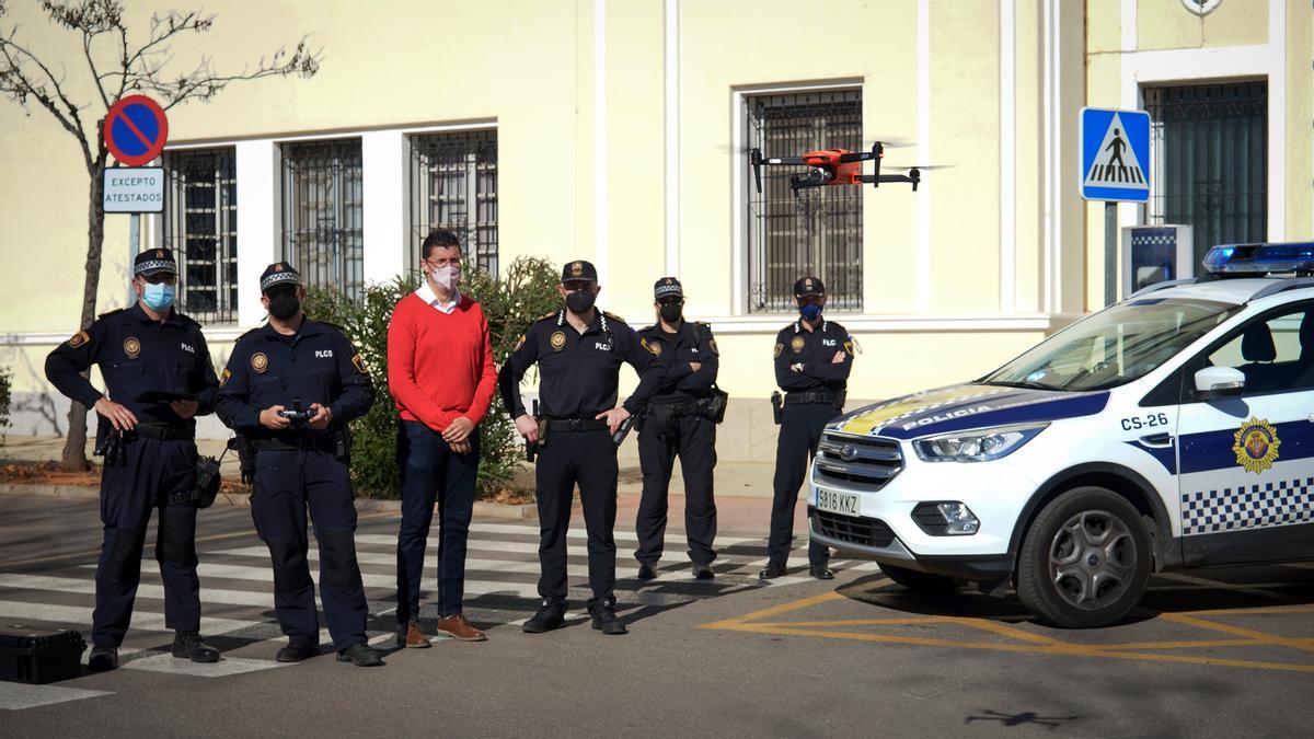 Uno de los drones, en acción.