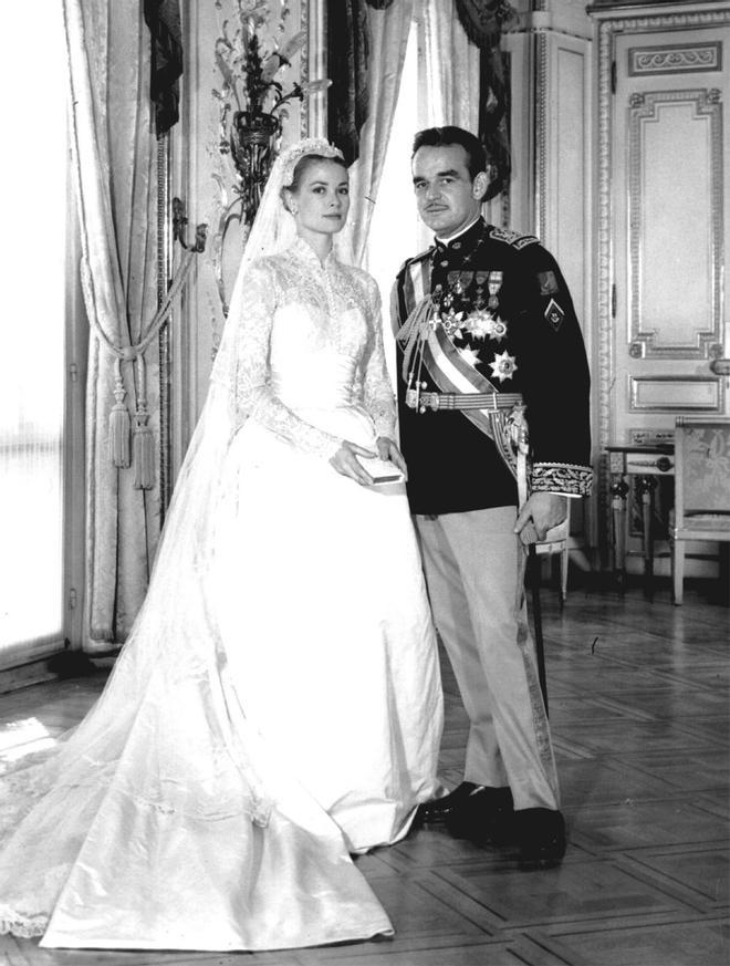 Grace Kelly, en su boda con Rainiero de Mónaco