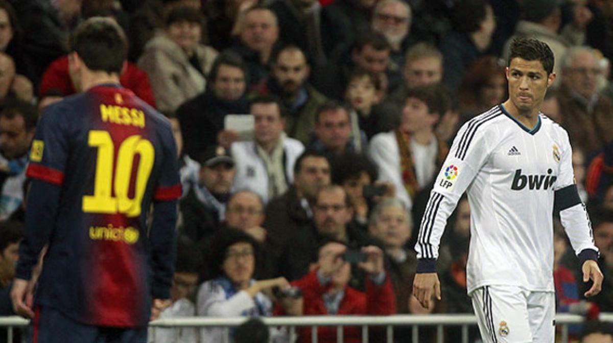 Messi i Cristiano Ronaldo, durant el clàssic coper del 30 de gener al Bernabéu.