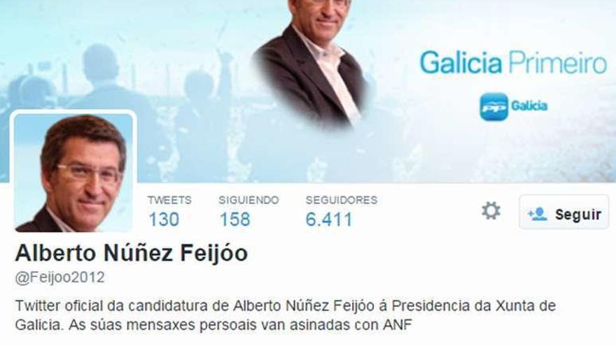 Perfil en Twitter de Feijóo para las elecciones autonómicas de 2012.