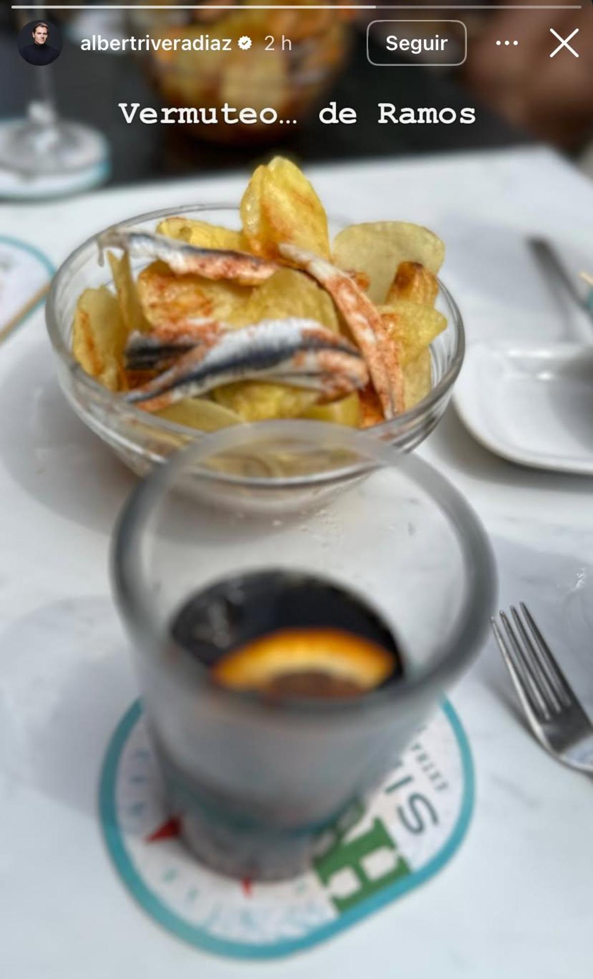 'Story' que compartió Albert Rivera de su vermut en el Mercat Vell