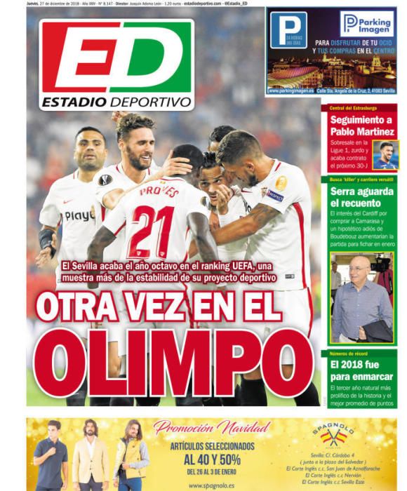 Portada ESTADIO DEPORTIVO jueves 27 diciembre 2018