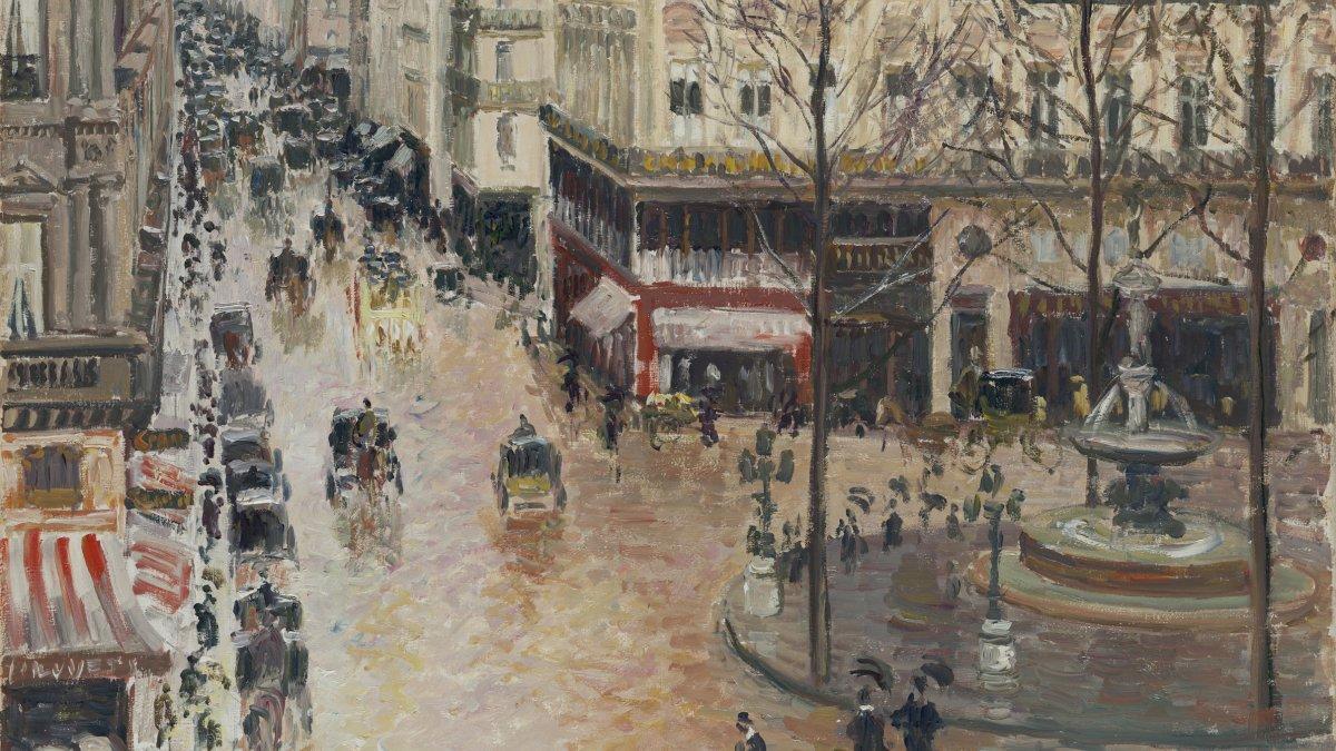 La obra &quot;Rue Saint-Honoré por la tarde. Efecto de lluvia&quot;, del artista Camille Pissarro pintado en 1897.