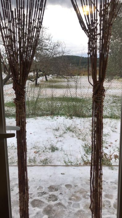 El Pla de Corona en Ibiza amanece con una capa blanca de granizo