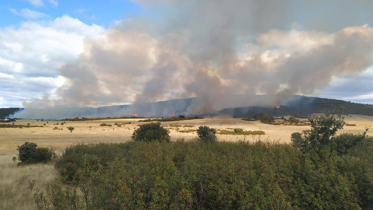 Llamas del incendio en Palazuelo de las Cuevas