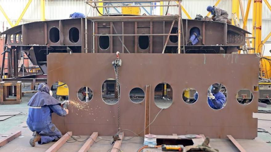 Trabajadores del metal en Vigo.