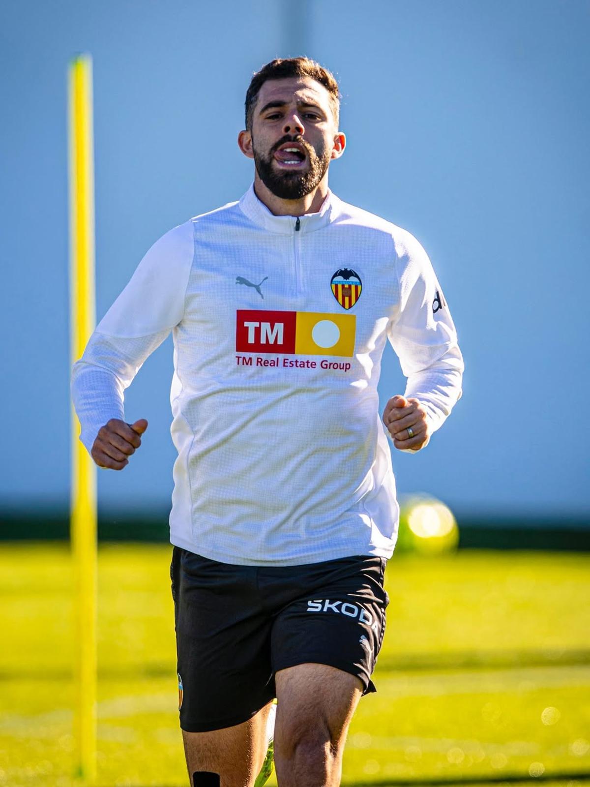 Luis Rioja, en el último entrenamiento del Valencia