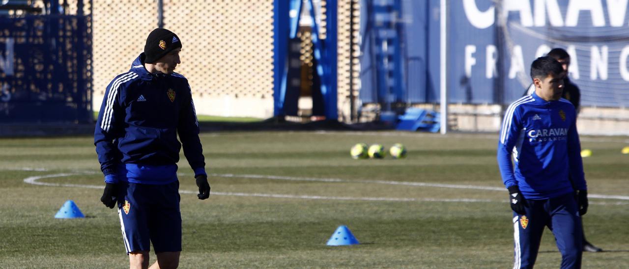 Petrovic, junto a Alarcón en el entrenamiento de este sábado en la Ciudad Deportiva.