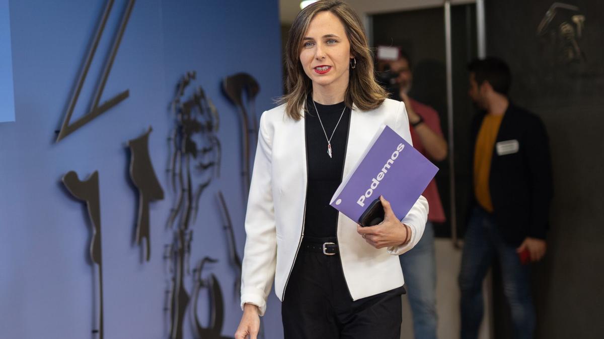 La secretaria general de Podemos, Ione Belarra, este martes en el Congreso.