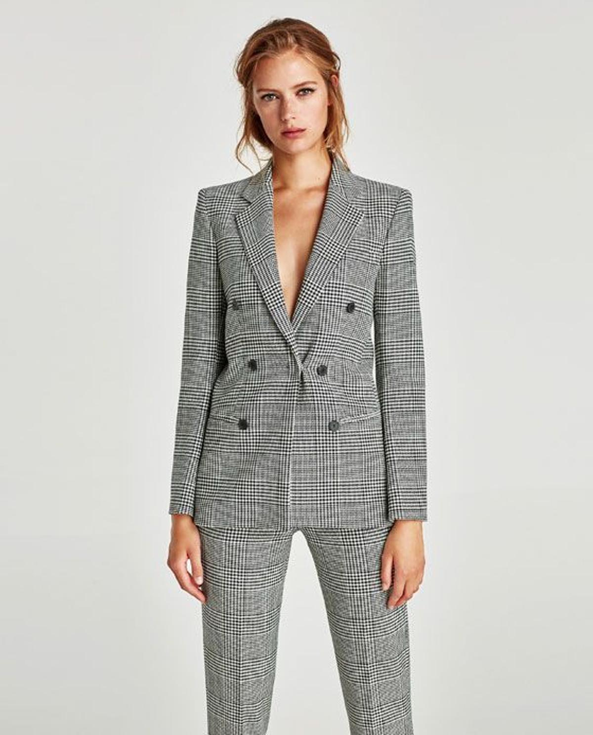 Traje de chaqueta de cuadros, Zara