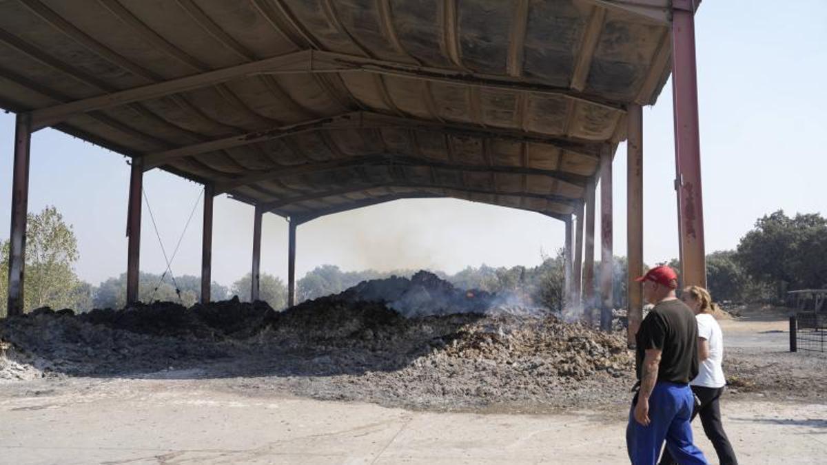 Nave ganadera de Zafara afectada por el incendio