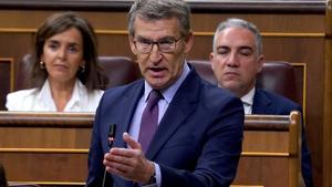 Alberto Nuñez Feijóo durante la sesión de control al Gobierno celebrada en el Congreso.