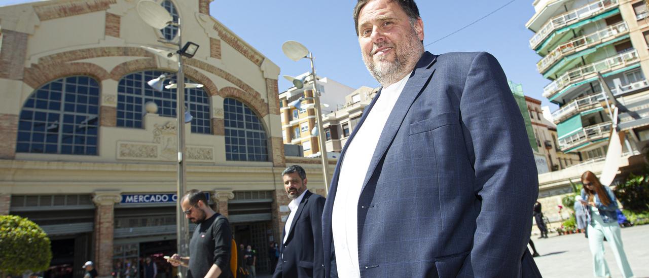 El líder de ERC, Oriol Junqueras, este martes en la capital alicantina.