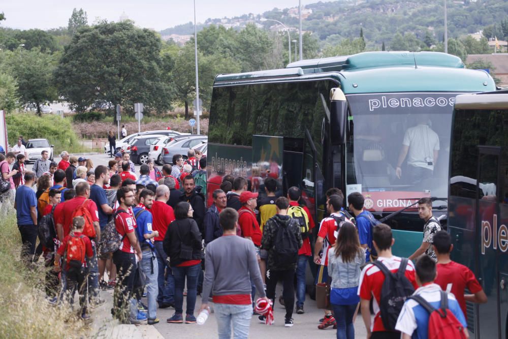 Sortida dels aficionats del Girona cap a Pamplona